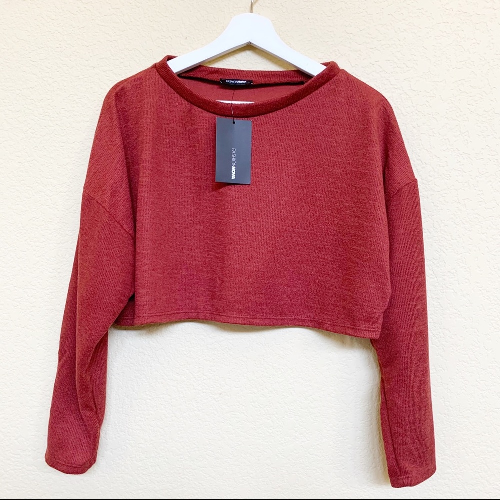 NWT FASHION NOVA Drop Shoulder Crop Top